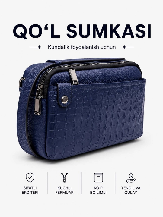 Erkaklar uchun qo‘l sumkasi, ko‘p bo‘limli - 