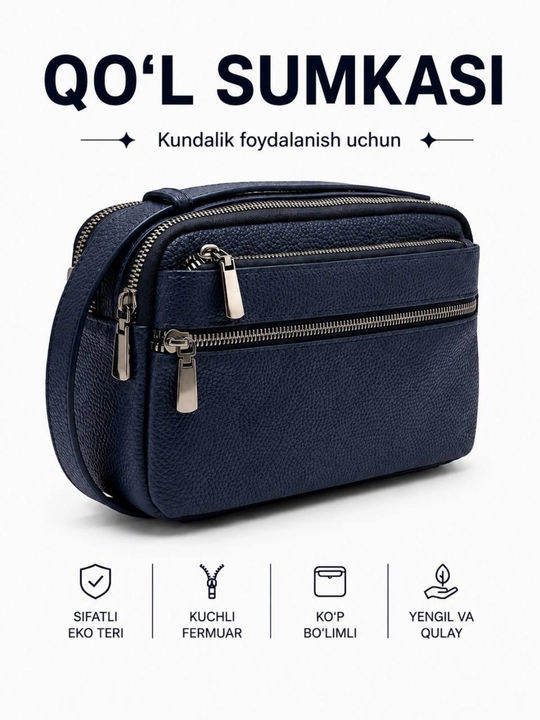 Erkaklar uchun qo‘l sumkasi, ko‘p bo‘limli - 