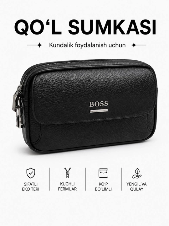 Erkaklar uchun qo‘l sumkasi, ko‘p bo‘limli - 