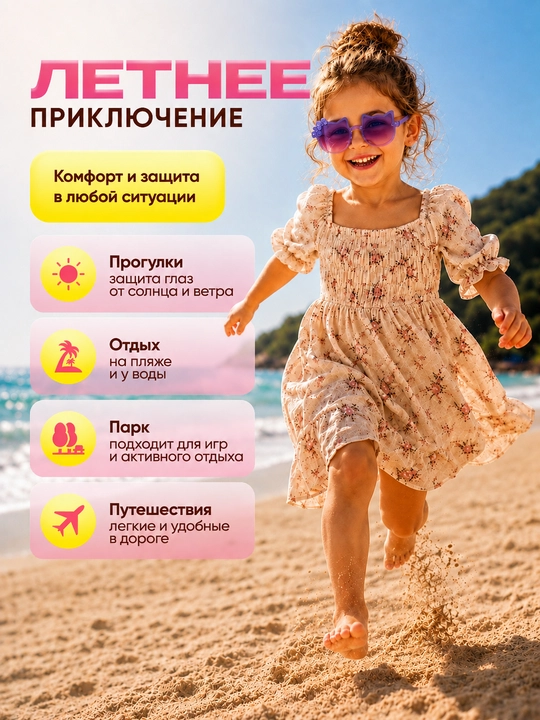 Детские солнцезащитные очки для девочки, кошачьи ушки, модные