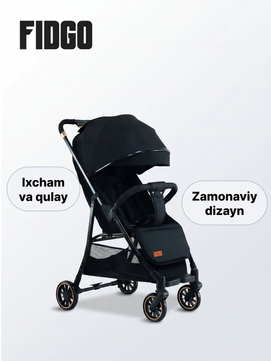 Bolalar sayr aravachasi FIDGO, kapyushon va buyumlar savati bilan - 