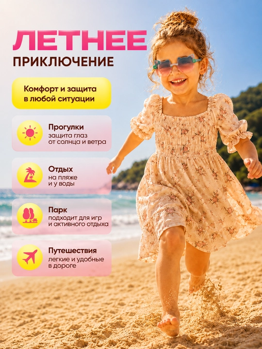 Детские солнцезащитные очки для девочки, кошачьи ушки, модные