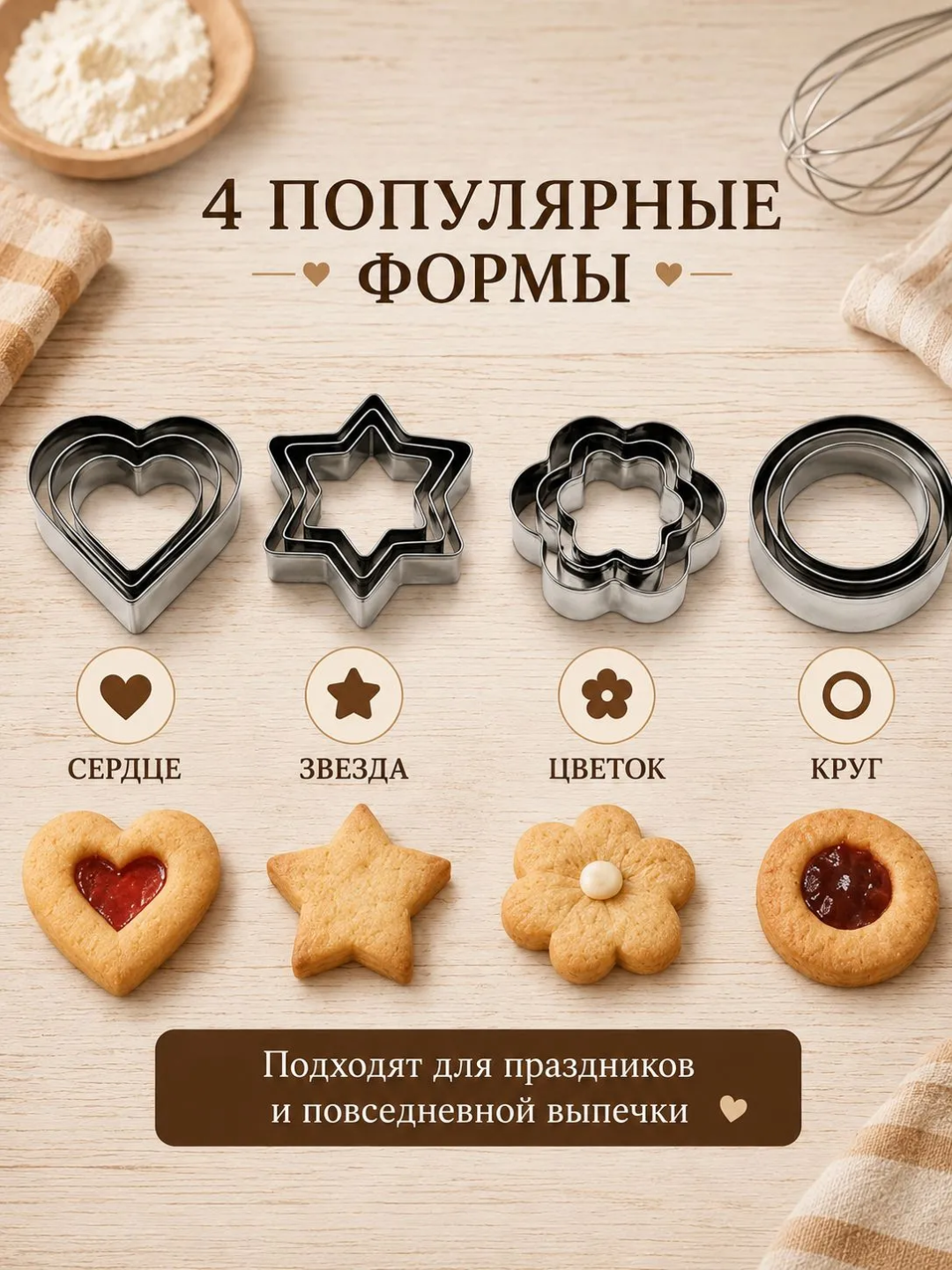 Форма для выпечки, Фигурная 12 шт, Форма для печенья, металл