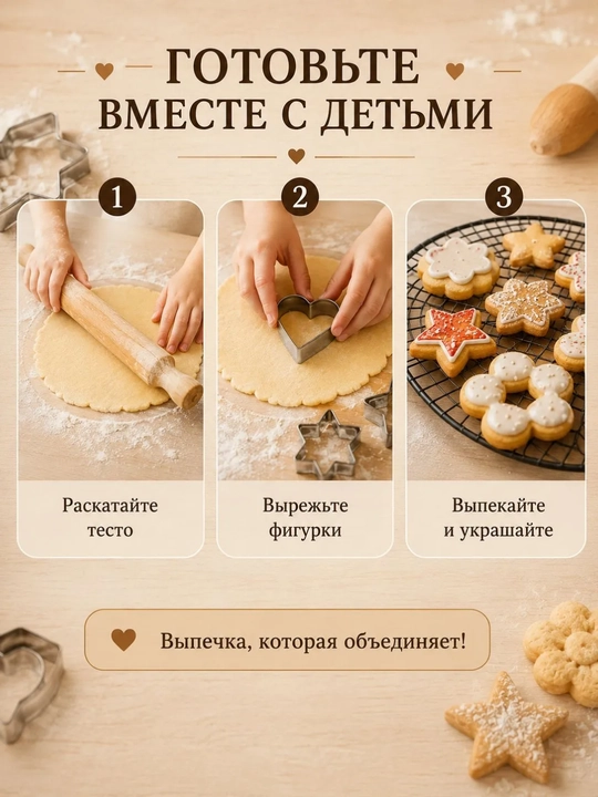 Форма для выпечки, Фигурная 12 шт, Форма для печенья, металл