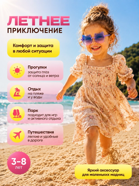 Детские солнцезащитные очки для девочки, кошачьи ушки, модные