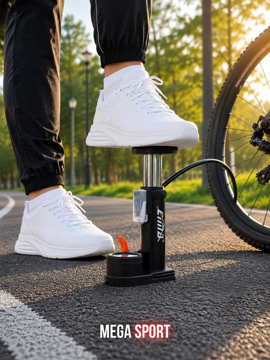 Ножной насос для мячей и велосипедов - с манометром, 160 PSI, с адаптерами