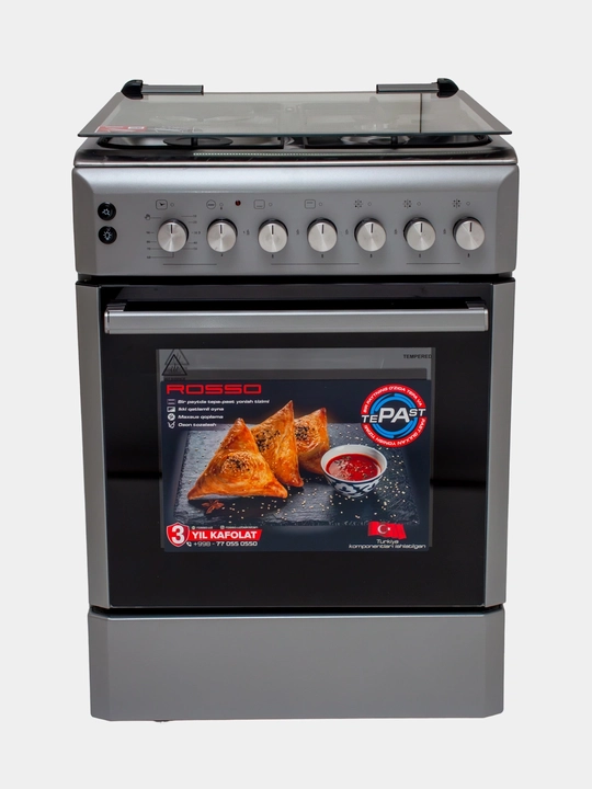 Газовая плита ROSSO Kabsa Prime 3/1 - 3 Газовые + 1 Электрические конфорки - 