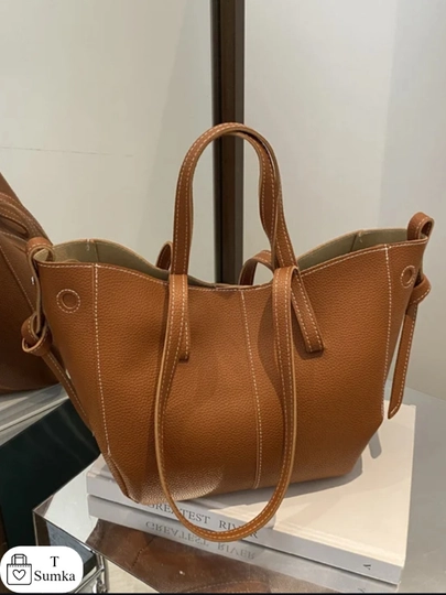 Ayollar sumkasi, yelka va qo'l uchun, A4 sig'imdor, o'qish va ishga, premium eko charm