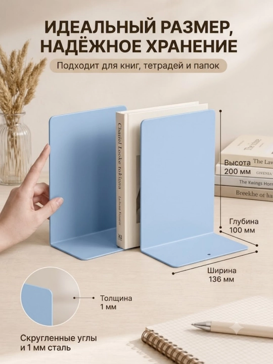 Металлические подставки для книг 2 шт настольный организатор антискользящие 1 мм сталь