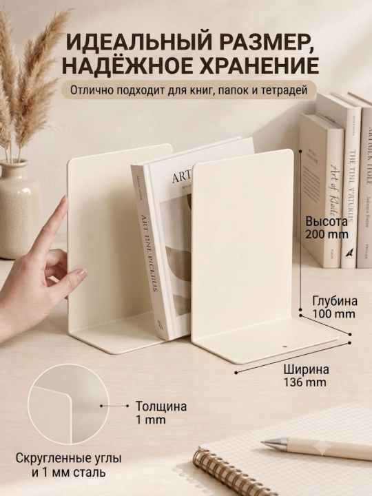 Металлические подставки для книг 2 шт настольный организатор антискользящие 1 мм сталь