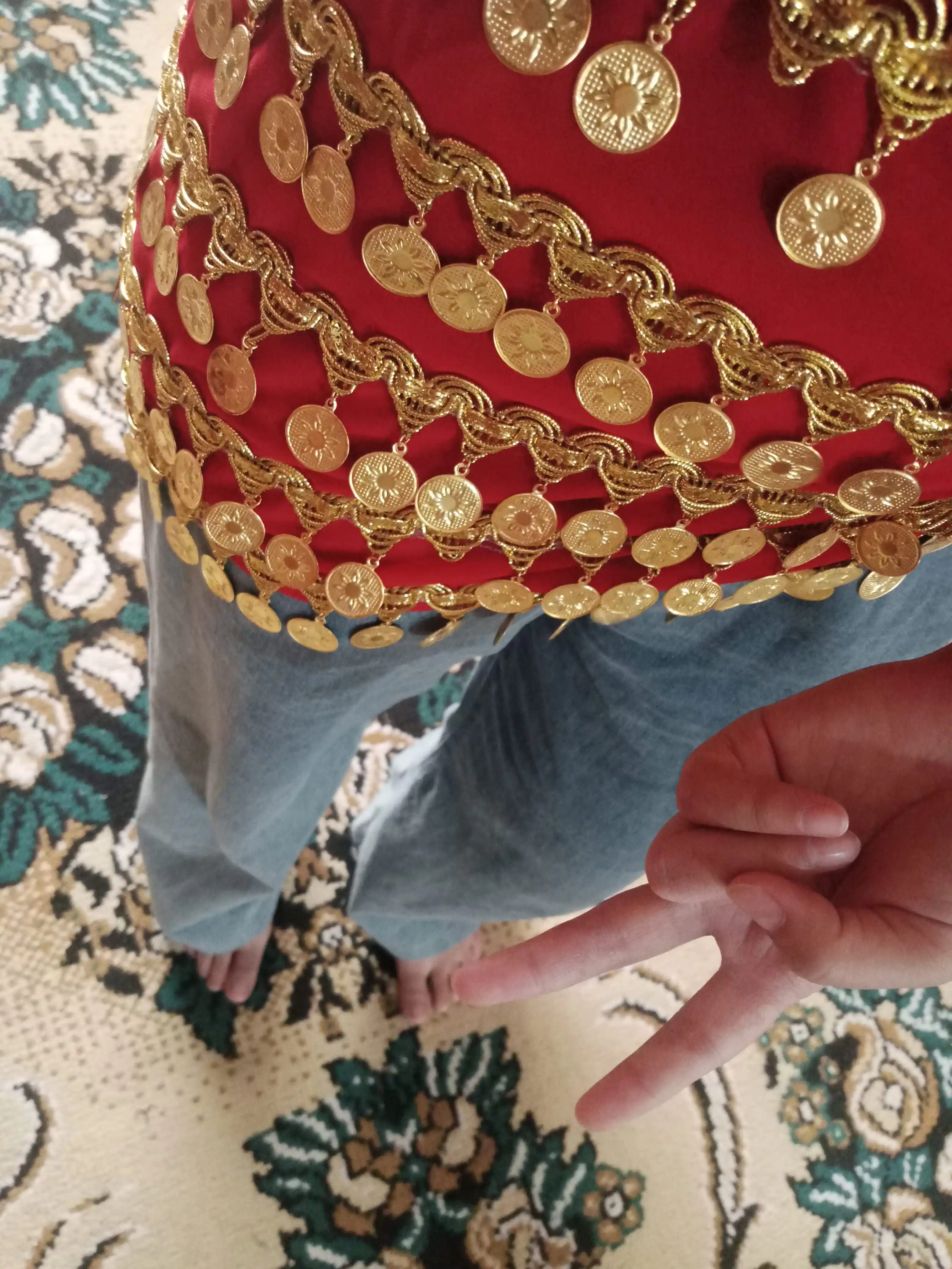 Raqs uchun arab belbog‘i – tanga bezakli shifon kamar