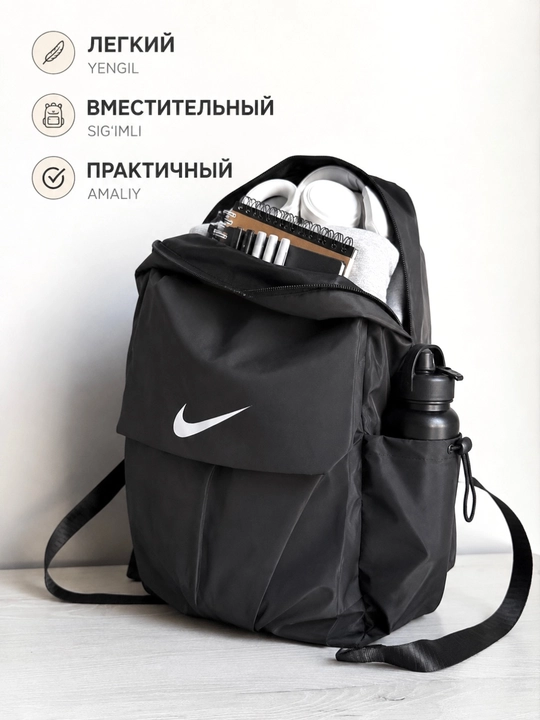 O‘qish, ish, sayr, sport va sayohatlar uchun qora rangli ryukzak