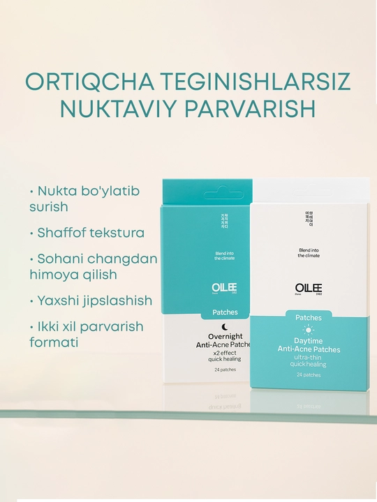 Патчи от прыщей и акне OLLEE гидроколлоидные дневные и ночные для лица, 24 шт