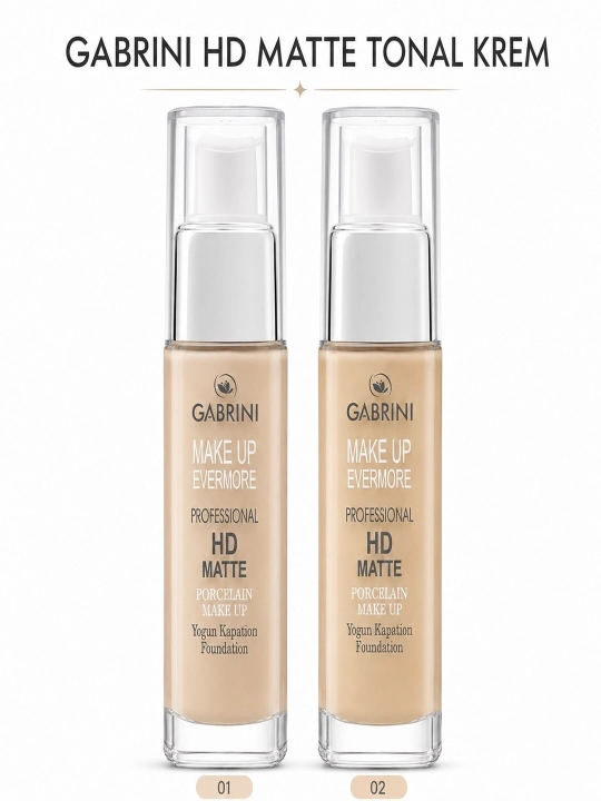 Gabrini HD Matte tonal kremi zich qoplamali, tonal krem, Gabrini tonal kremi