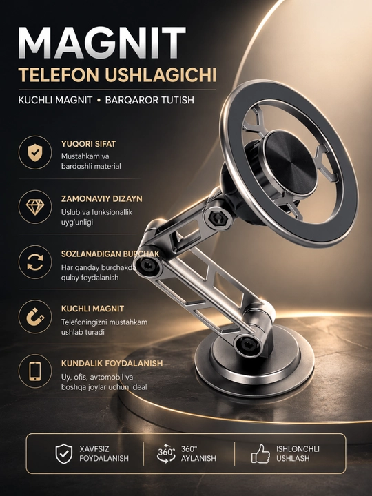 Magnitli telefon tutqichi 360° burilish - 