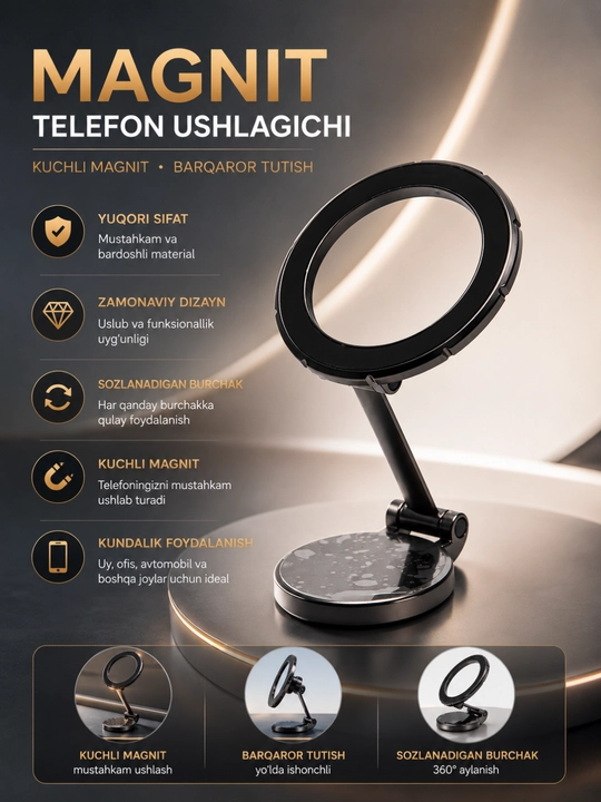 Magnitli telefon tutqichi 360° burilish - 