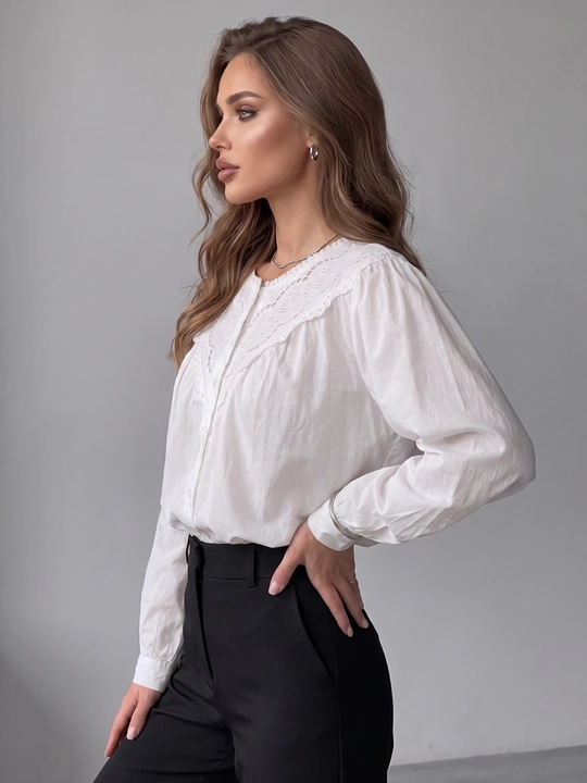 Rubashka ayollar, erkin bichimli bluzka, paxta 100% — ELLY FASHION