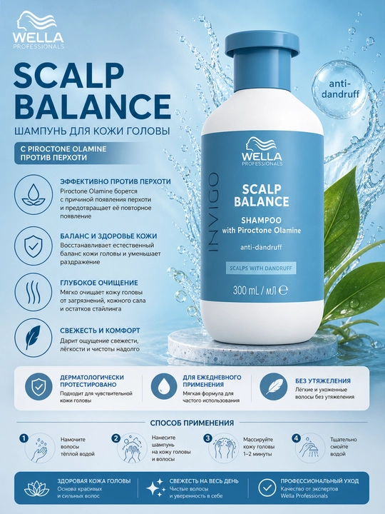 SCALP BALANCE Аnti-dandruff Шампунь от перхоти для всех типов волос 300 мл - 