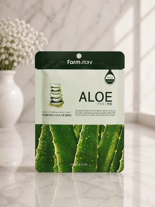 Farmstay Aloe тканевая маска для лица с экстрактом алоэ, увлажняющая - 