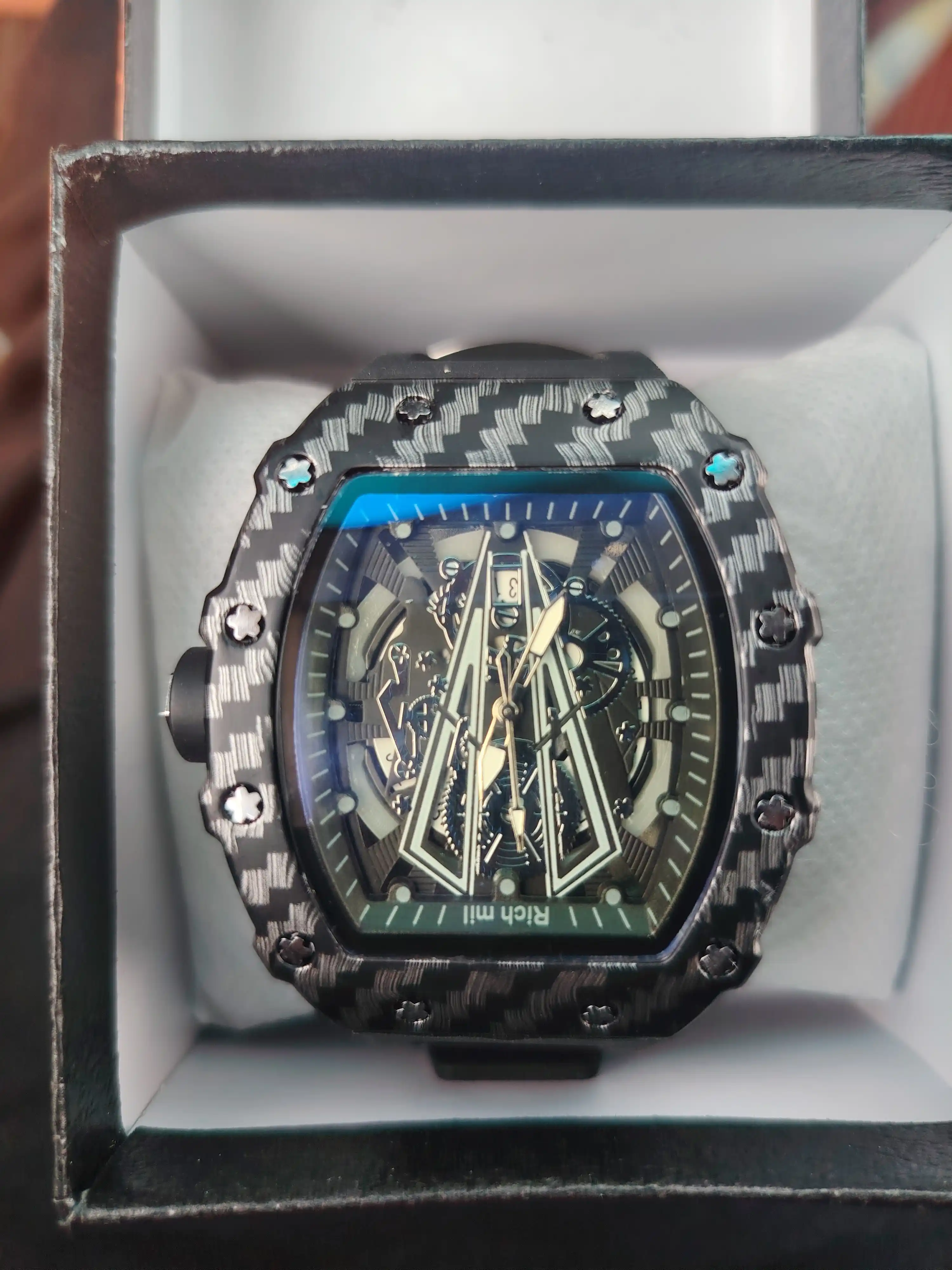 Erkaklar qo‘l soati Richard Mille, sport uslubidagi skelet quartz soat