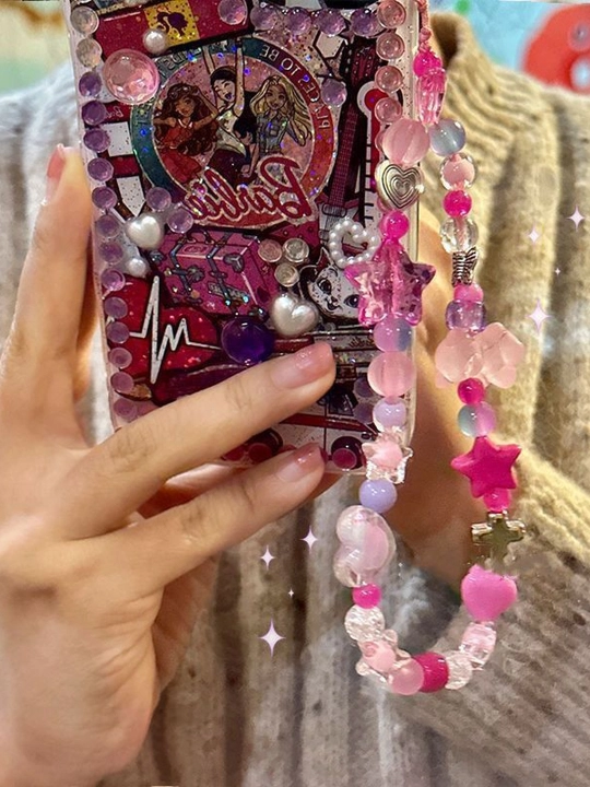 Telefon va sumka uchun munchoqli osma bezak, qanot va xochli, 8 xil model