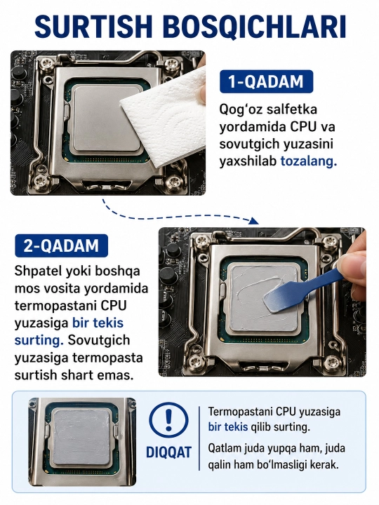 GD900-T kulrang termopasta — CPU, GPU, protsessor, videokarta va LED uchun