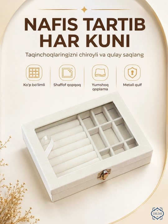 Органайзер для украшений с прозрачной крышкой, для колец и серёг, 20×15 см
