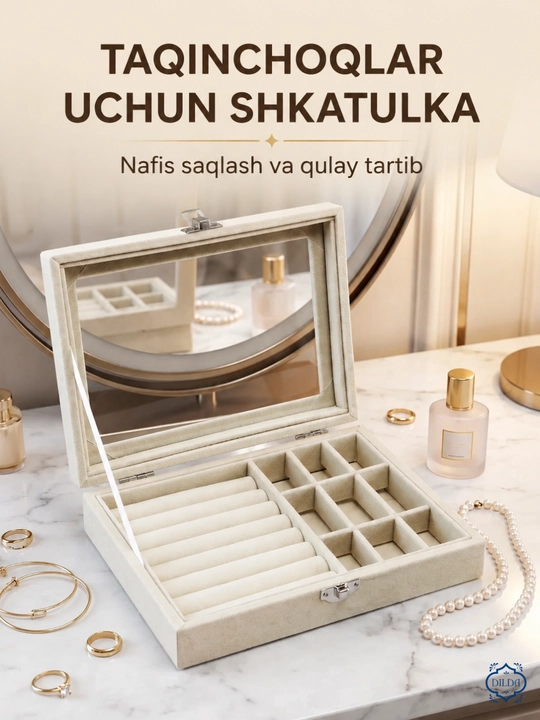 Органайзер для украшений с прозрачной крышкой, для колец и серёг, 20×15 см