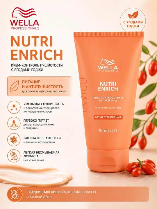 NUTRI ENRICH Frizz Control Cream Питательный разглаживающий крем 150 мл - 