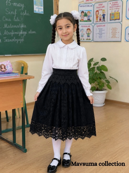 Чёрная юбка для девочек, подходящая для школы и праздника