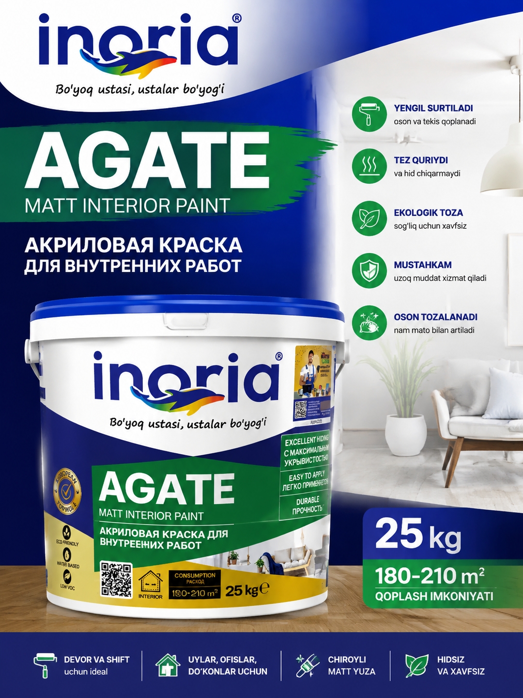 INORIA AGATE Matt Interior Paint 25 kg - 