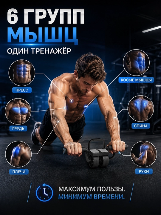 Press uchun rolikli trenajor, 4 g‘ildirakli fitnes trenajyor, qorin va bel mashqlari uchun