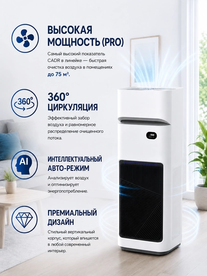 Havo tozalagich va namlagich, 75 m², CODY PRO, 2-in-1, HEPA 13, Wi-Fi, ionizatsiya