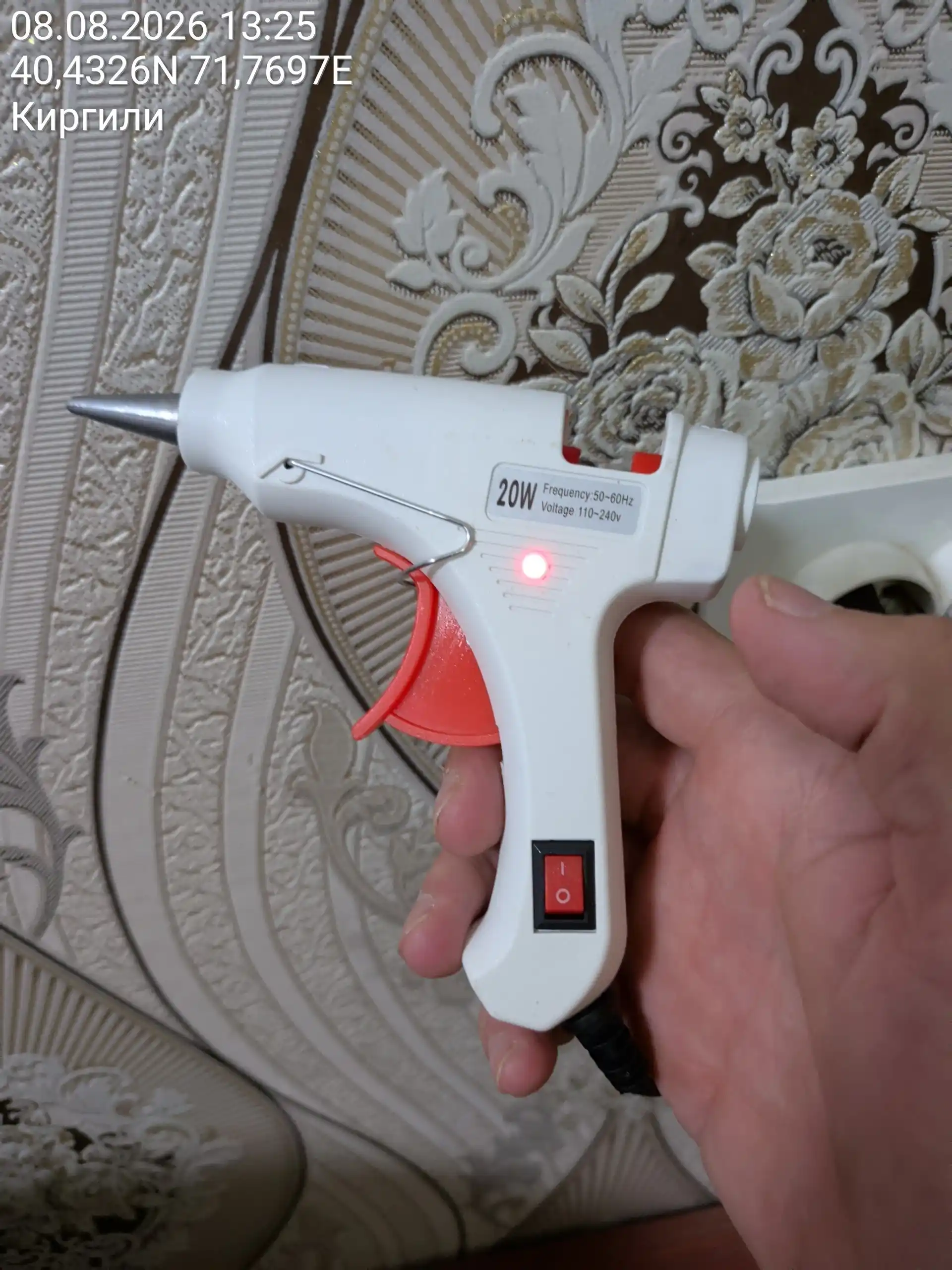 Пистолет клей- 20 W, белый и синий