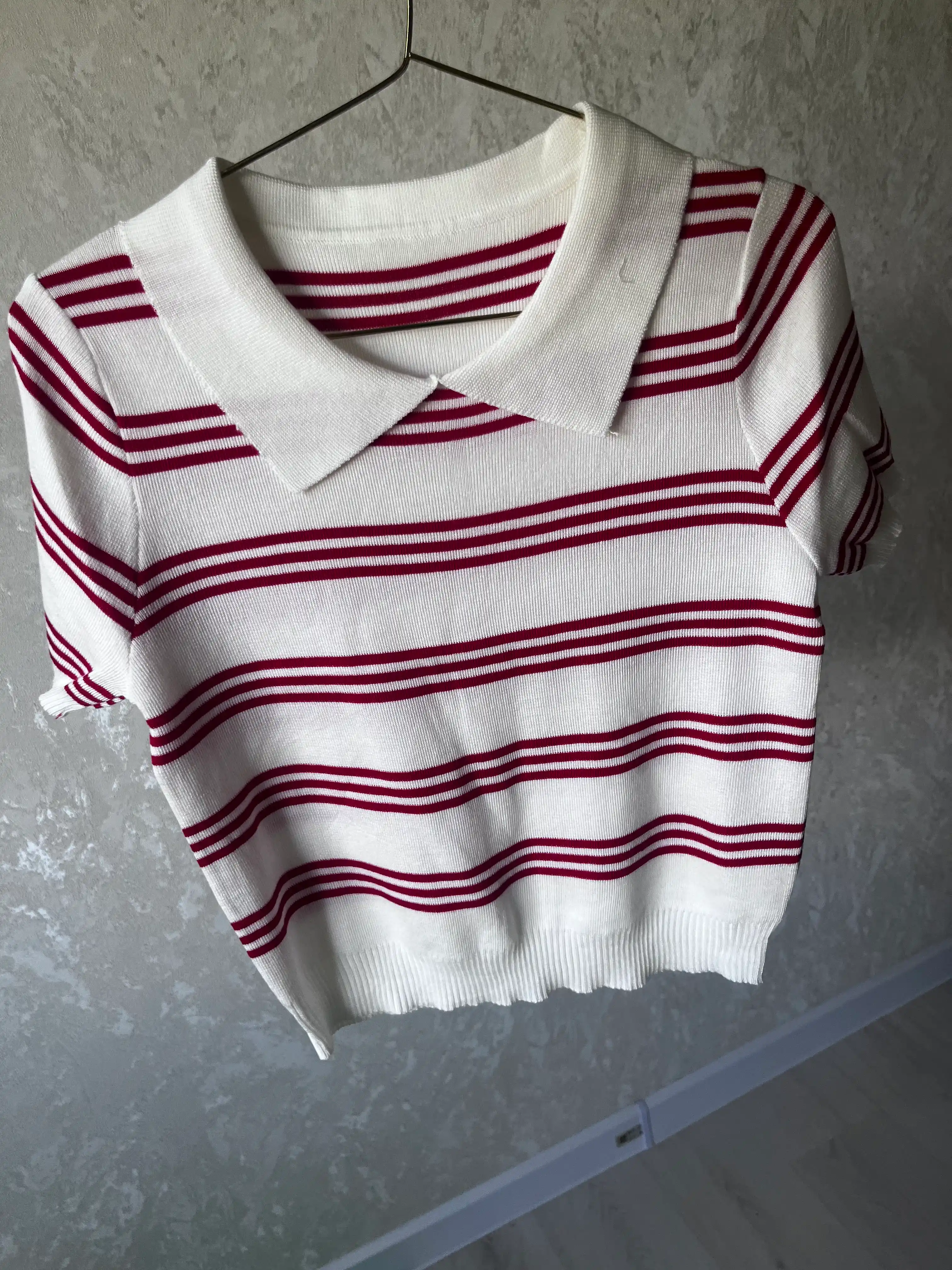 Ayollar ajur polo futbolkasi Elly Fashion, to‘qilgan top, yagona o‘lcham 40-44