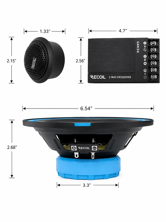 REM65 Echo Series 6,5 dyuymli avtomobil akustik tizimi (6,5 dyuymli dinamiklar bilan)