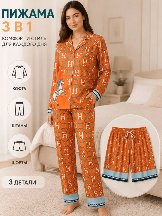 Женская пижама  – мягкий комплект для сна: кофта и штаны - 