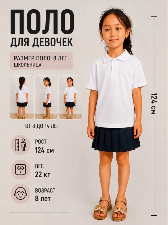 Футболка поло школьная детская финка с коротким рукавом для мальчиков и девочек