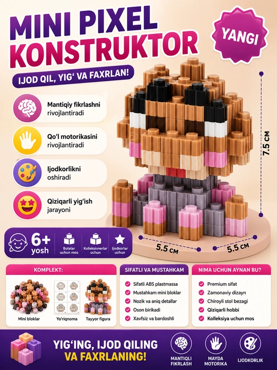 3D Konstruktor, kuromi, my melody, stich, mini lego, 50 sm - 