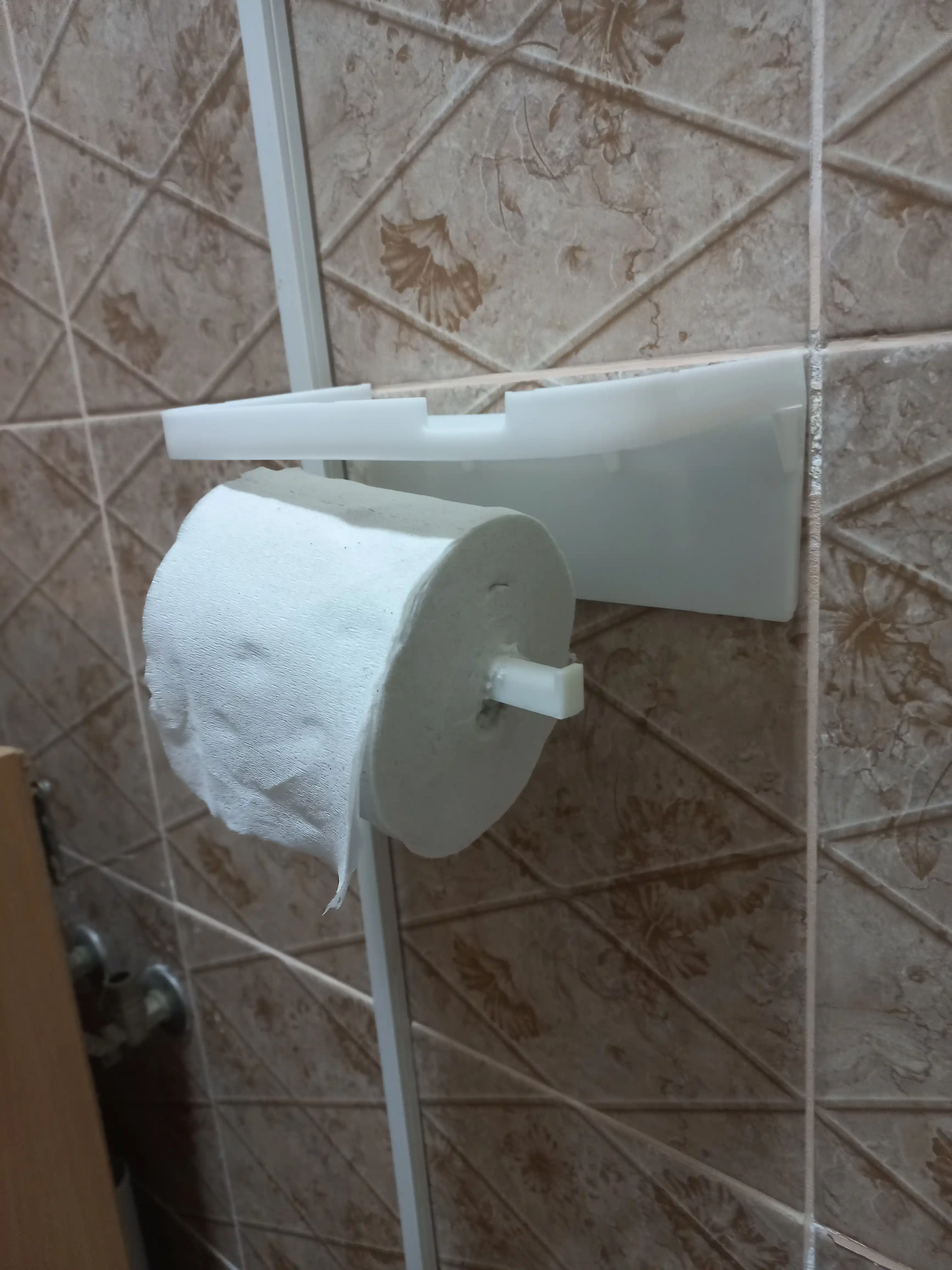 Держатель для туалетной бумаги с полкой, настенный, без сверления, самоклеящийся