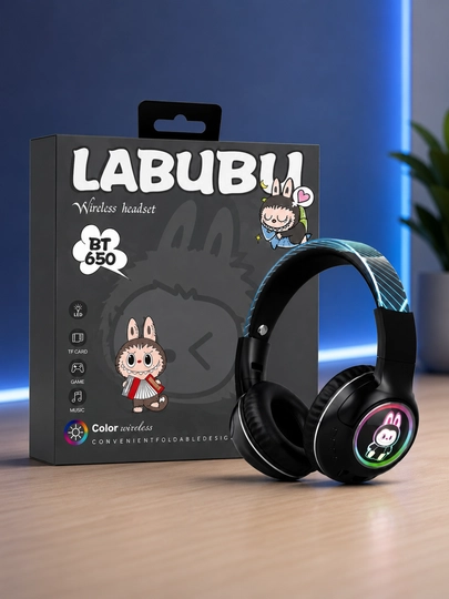 LABUBU BT650 Simsiz Bluetooth Naushnik LED, TF Card va O‘yin Rejimi bilan
