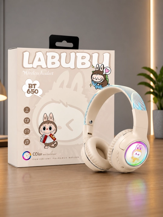 LABUBU BT650 Simsiz Bluetooth Naushnik LED, TF Card va O‘yin Rejimi bilan