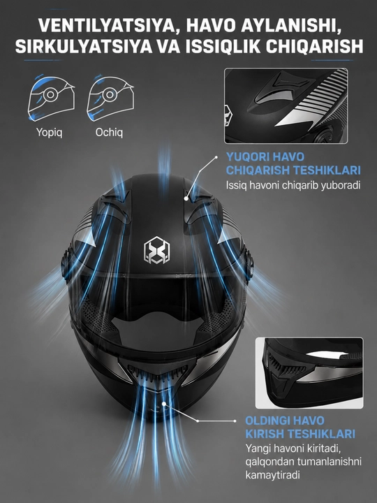 AXK moto shlem – mototsikl va skuter uchun himoya kaskasi