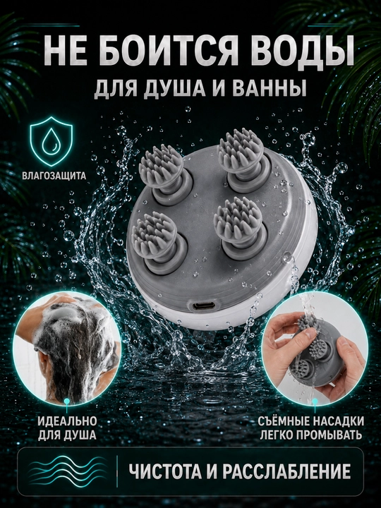 Bosh massajeri — mini elektr scalp massager, USB zaryadli massaj apparati