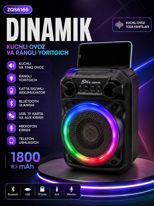Karaoke kolonka Bluetooth ZQS 6166, 14100 + mikrofon - 