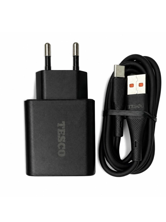 TESCO 20W Быстрое зарядное устройство QC 3.0, USB-A, с кабелем Micro USB / Type-C