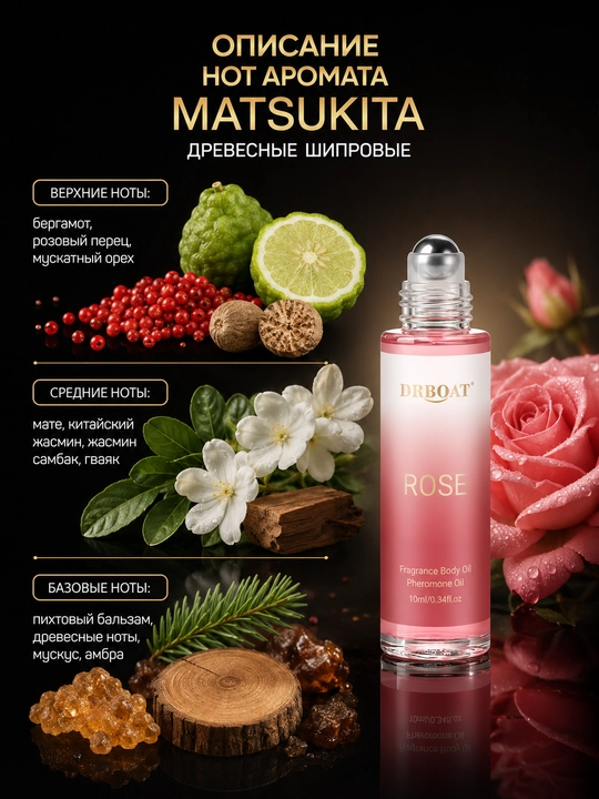 Масляные духи Rose 10 мл — Стойкий женский аромат розы без спирта, роликовые