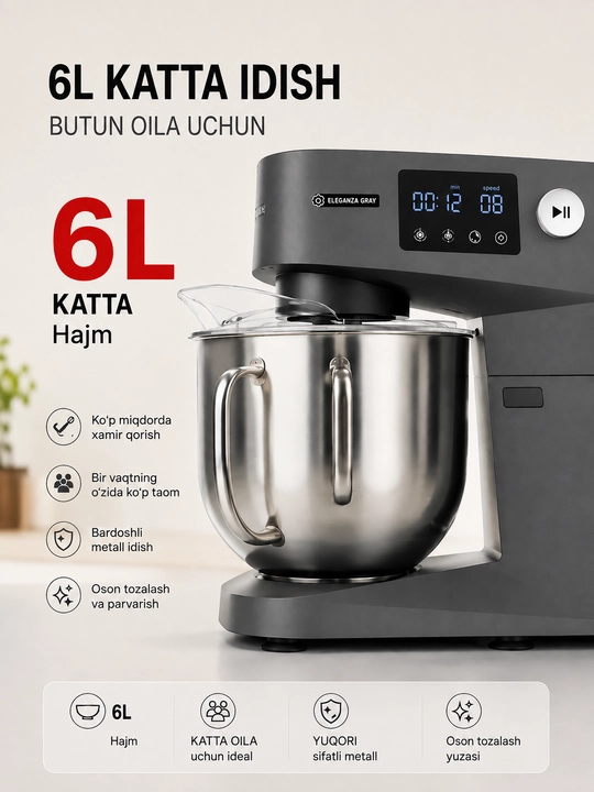 Eleganza Gray sayyoraviy mikser