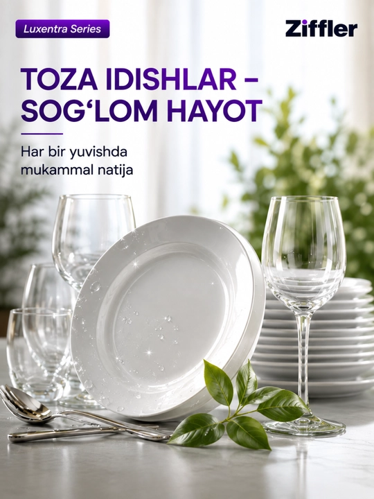 ZIFFLER Luxentra Series idish yuvish mashinasi, 15 to‘plam, Auto Open Drying, BLDC motor