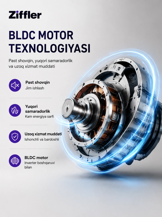 ZIFFLER Luxentra Series idish yuvish mashinasi, 15 to‘plam, Auto Open Drying, BLDC motor